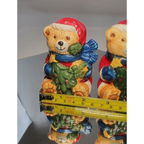 Vintage Christmas Teddy Bear Salt & Pepper Shakers Holiday - Lot of 2 - Picture 8 of 8